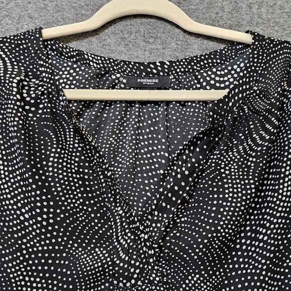 Premise Blouse Woman Size 3X Black White Polka Dot Balloon Sleeve‎ Pullover Top - Picture 4 of 16